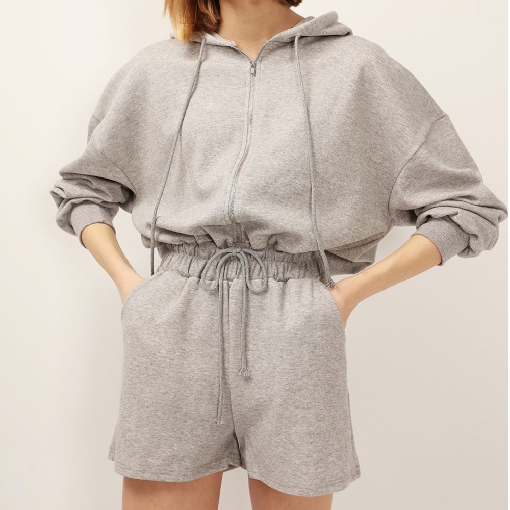 Zip up hoodie romper